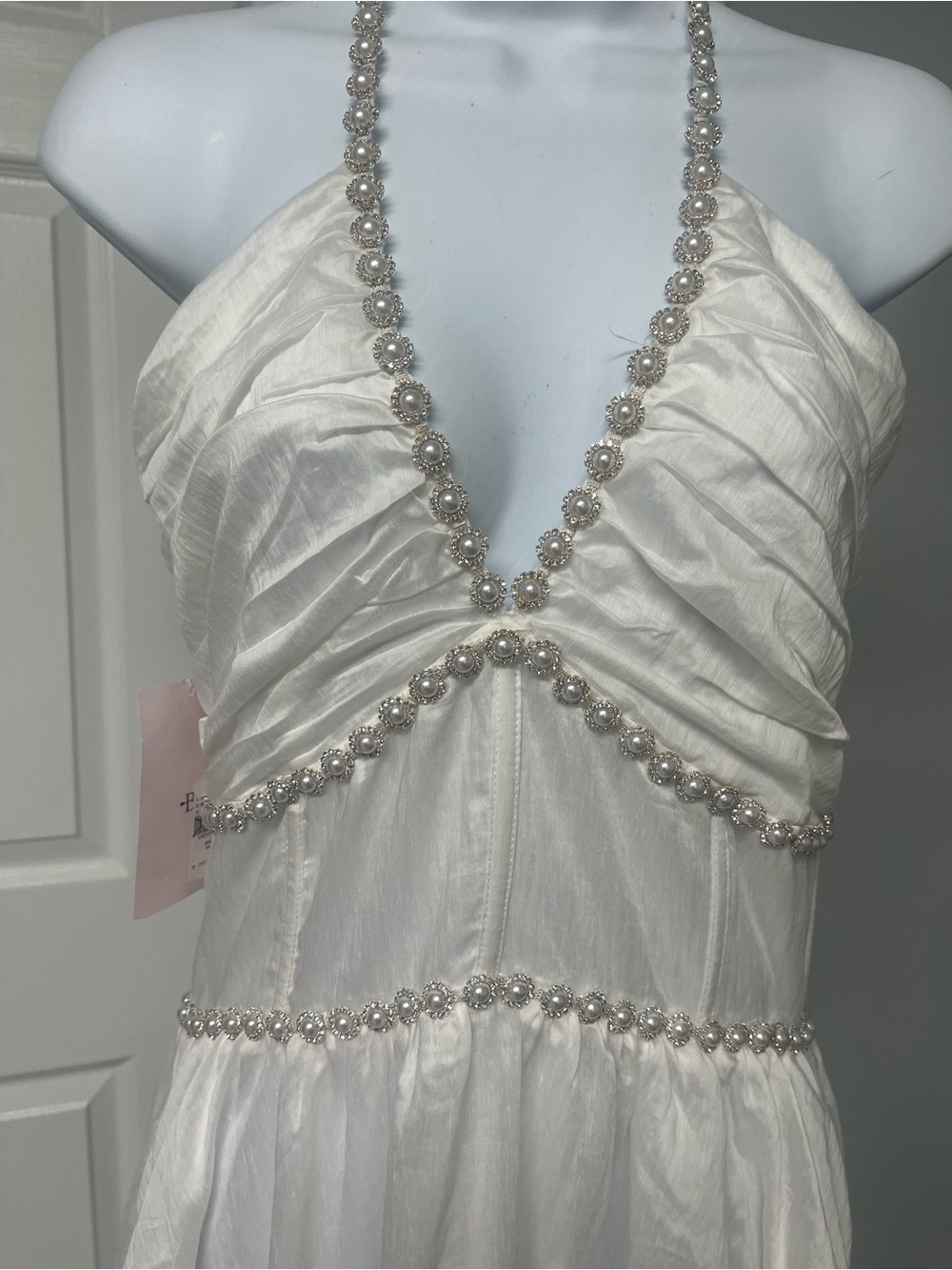Anthropologie V. Chapman Scarlette Halter Embellished Corset Organza Maxi Dress - Picture 6 of 8